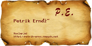 Petrik Ernő névjegykártya
